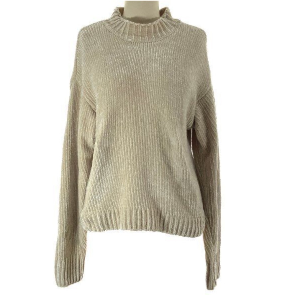 Sanctuary Clothing Beige Chenille Mock Neck Sweater Size XS NWOT